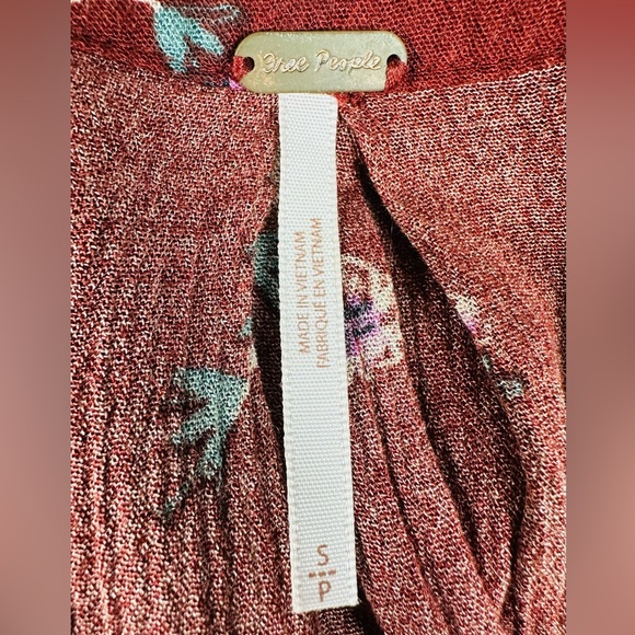 Free People Rust Floral Keyhole Swing Mini Dress Size S - Picture 4 of 5